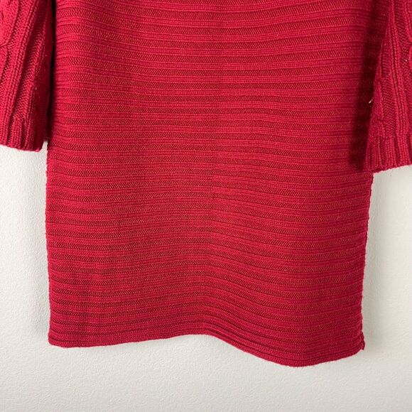 Sundance Long Cardigan Sweater Womens Medium Red Cable Knit Ribbed Boho Peasant - Picture 11 of 12